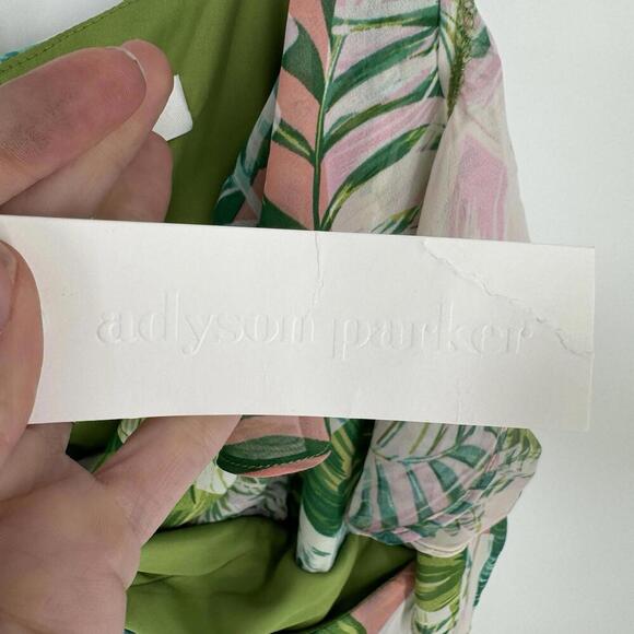 Adyson Parker dress womens XL green tropical wrap beachy resort cruise summer - Picture 2 of 6